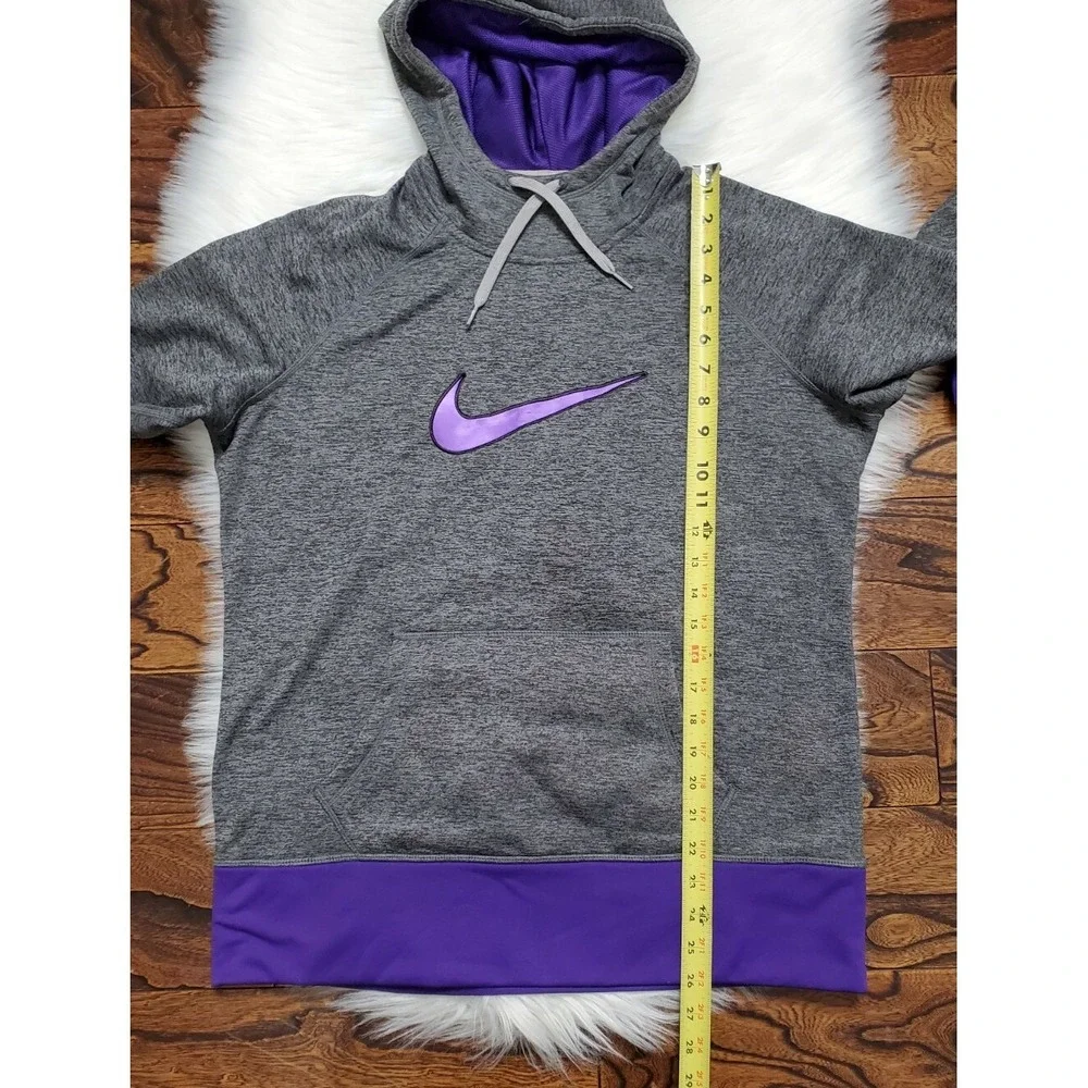 Nike Therma Fit Women's Size Large Pullover Hoodie w/Thumbholes Gray & Purple